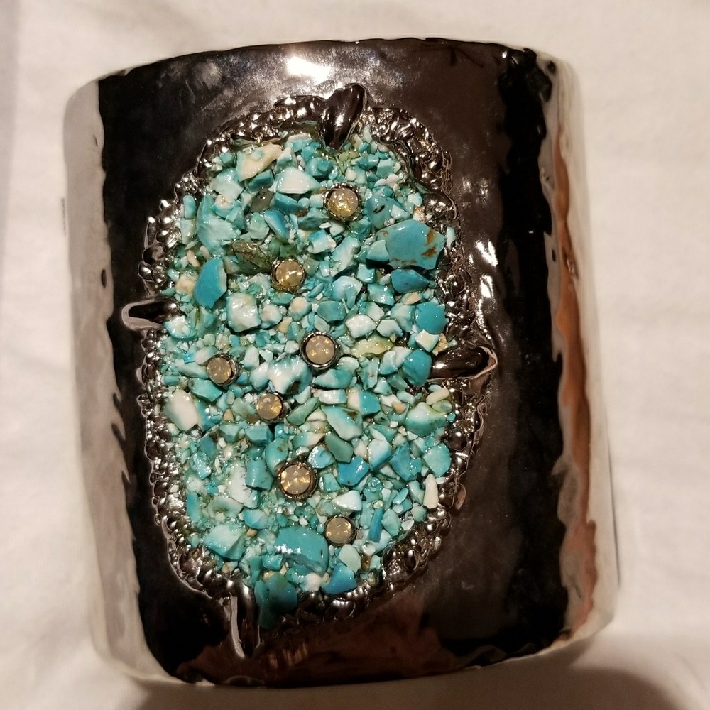 Silver and turquoise bracelet cuff